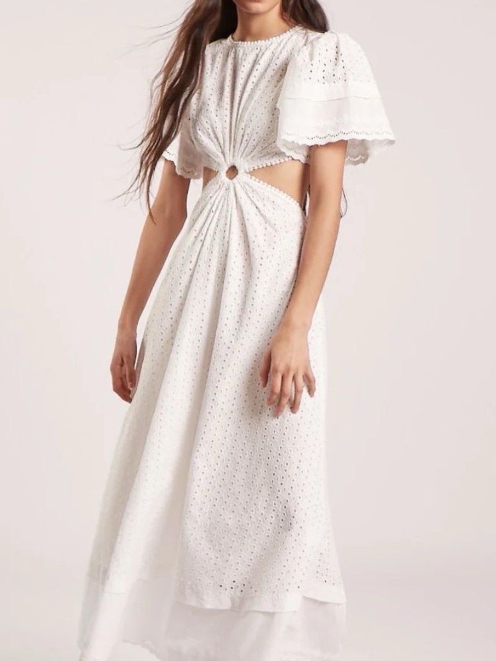 Anthropologie Maia Bergman Caro Corset Oring Embroidered Cotton Maxi Sun Dress